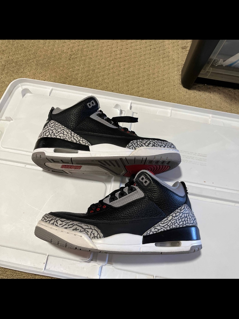 Nike Air Jordan 3 Retro Black Cement 2017 Sz 9 854262-001 OG III Bred Red